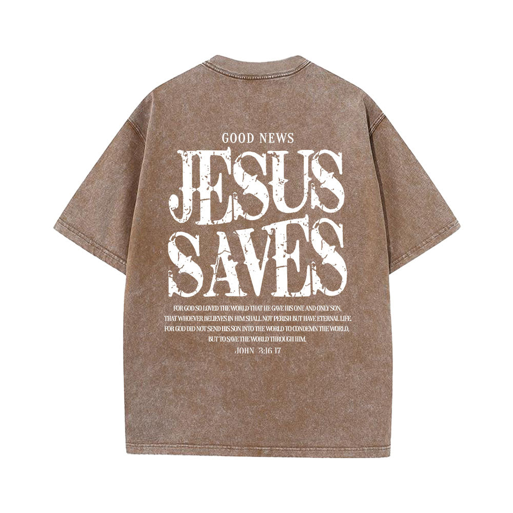 Jesus Saves Faith Unisex Washed T-Shirt