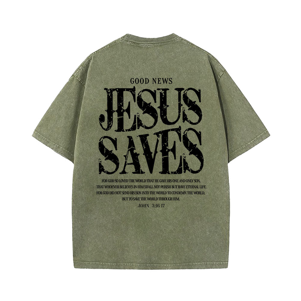 Jesus Saves Faith Unisex Washed T-Shirt