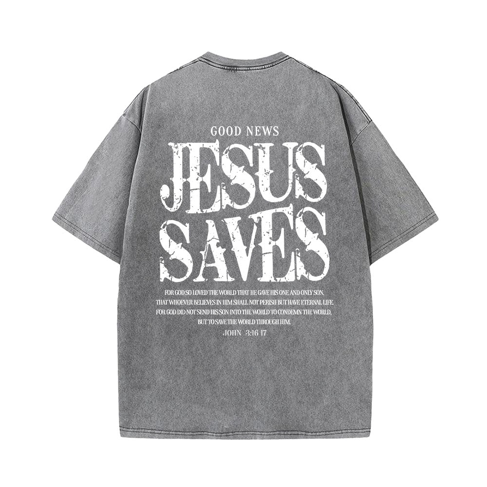 Jesus Saves Faith Unisex Washed T-Shirt