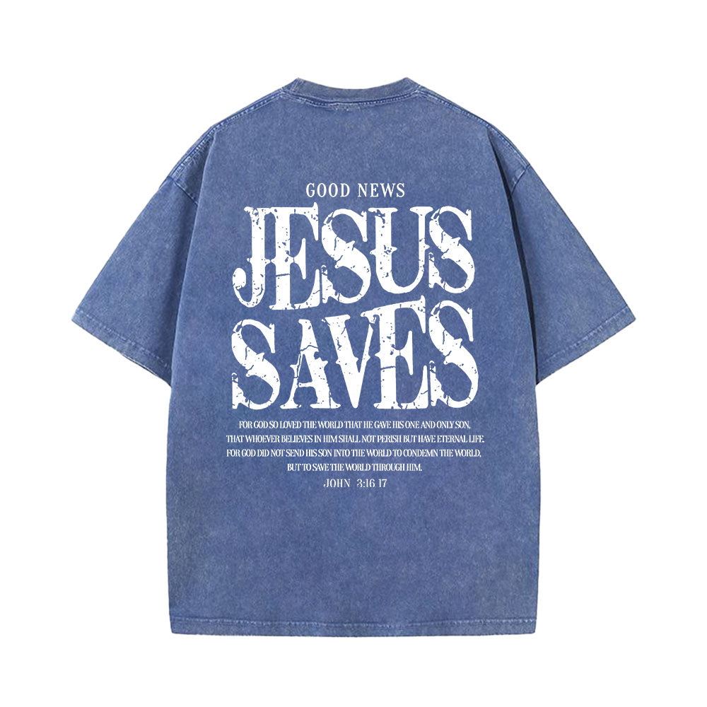 Jesus Saves Faith Unisex Washed T-Shirt
