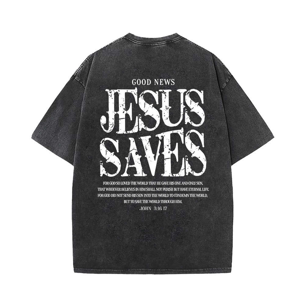 Jesus Saves Faith Unisex Washed T-Shirt