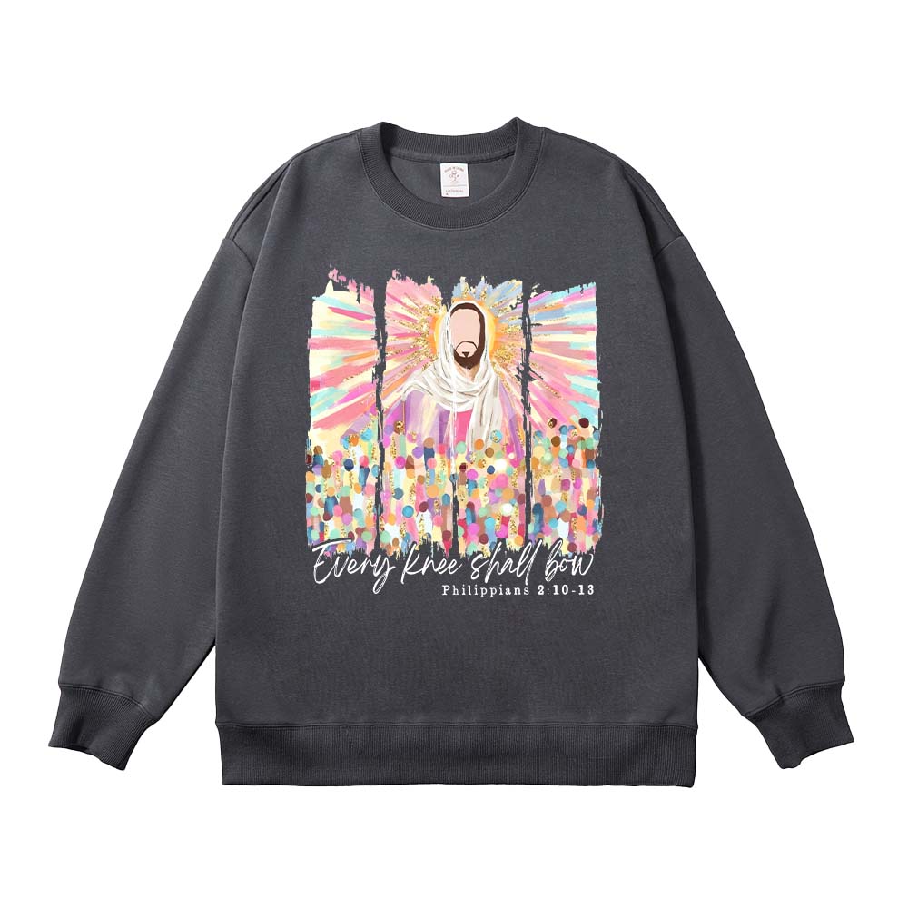 Every Knee Shall Bow Christian Unisex Cotton Sweatshirt