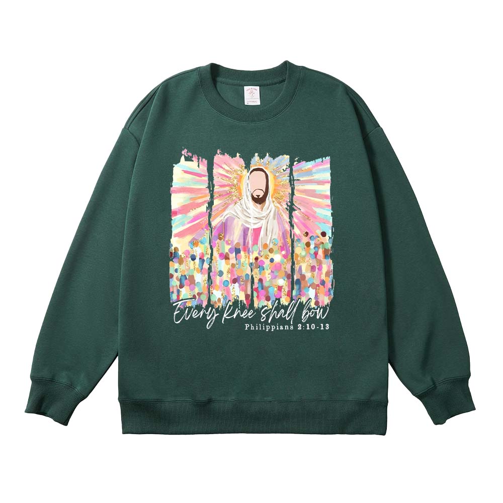 Every Knee Shall Bow Christian Unisex Cotton Sweatshirt