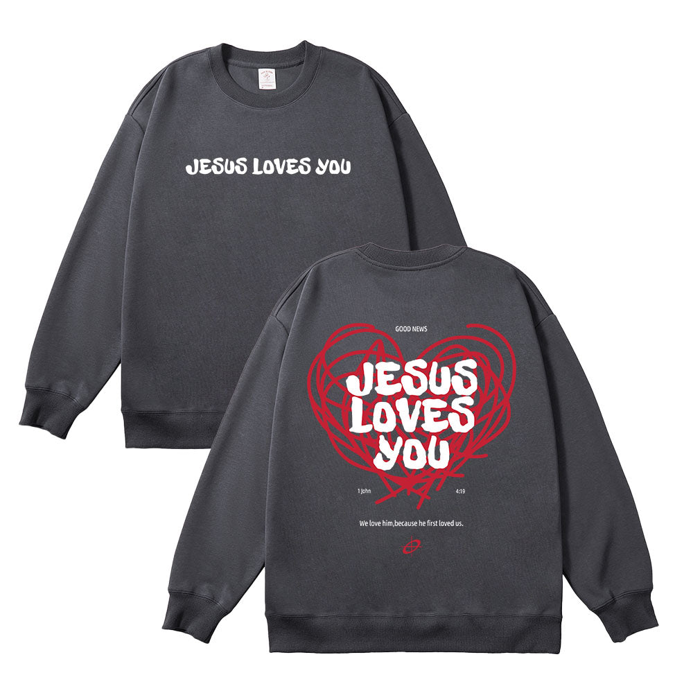 Good News Jesus Loves You Unisex Cotton Sweatshirt