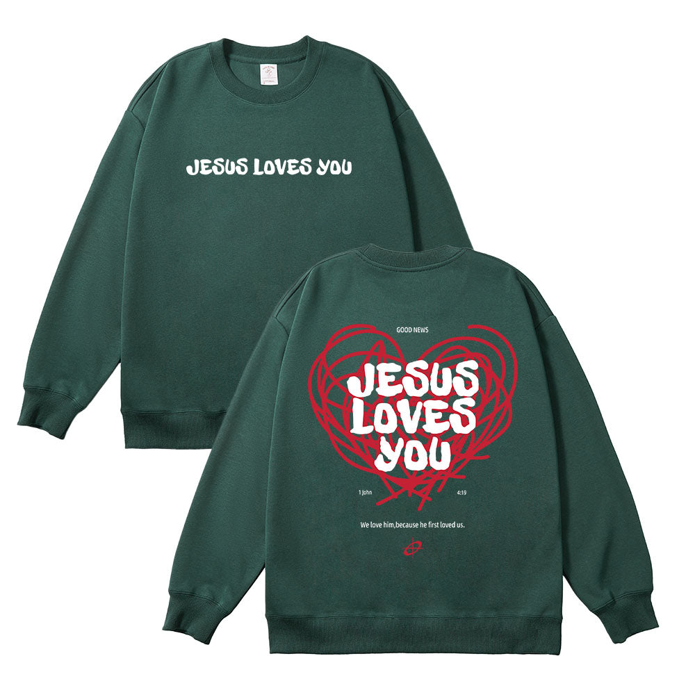 Good News Jesus Loves You Unisex Cotton Sweatshirt