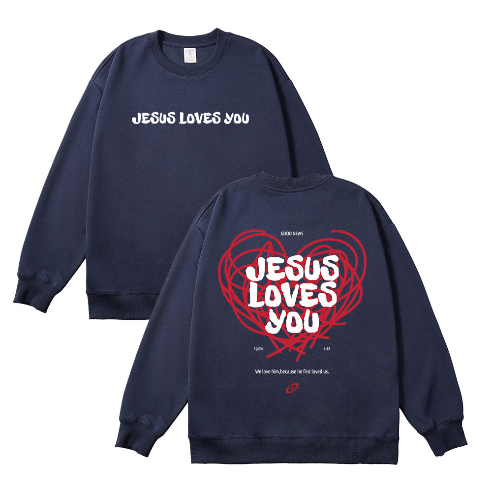 Good News Jesus Loves You Unisex Cotton Sweatshirt