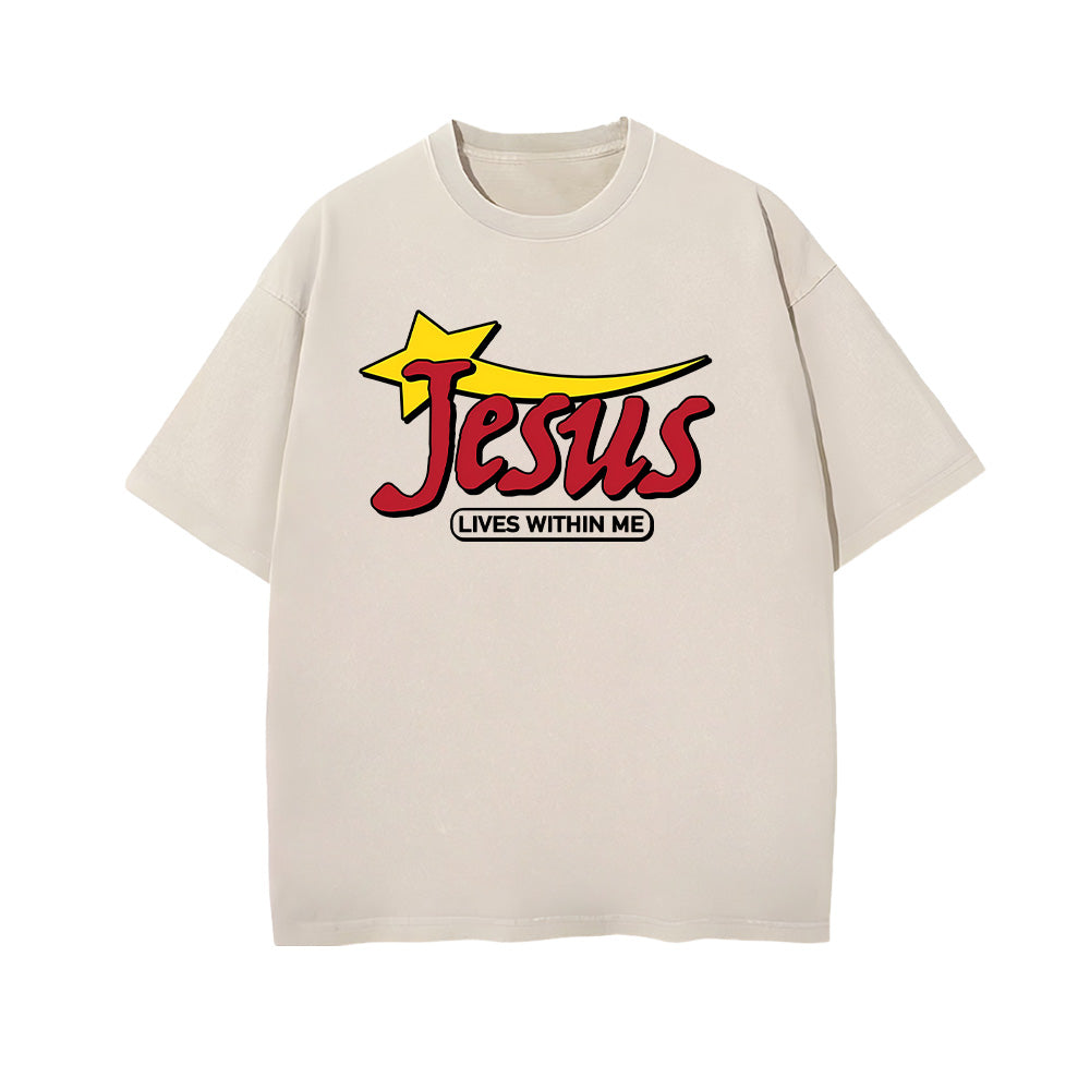 Jesus Lives Within Me Unisex Washed T-Shirt