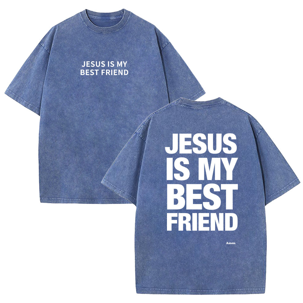 Jesus is My Best Friend Unisex Washed T-Shirt