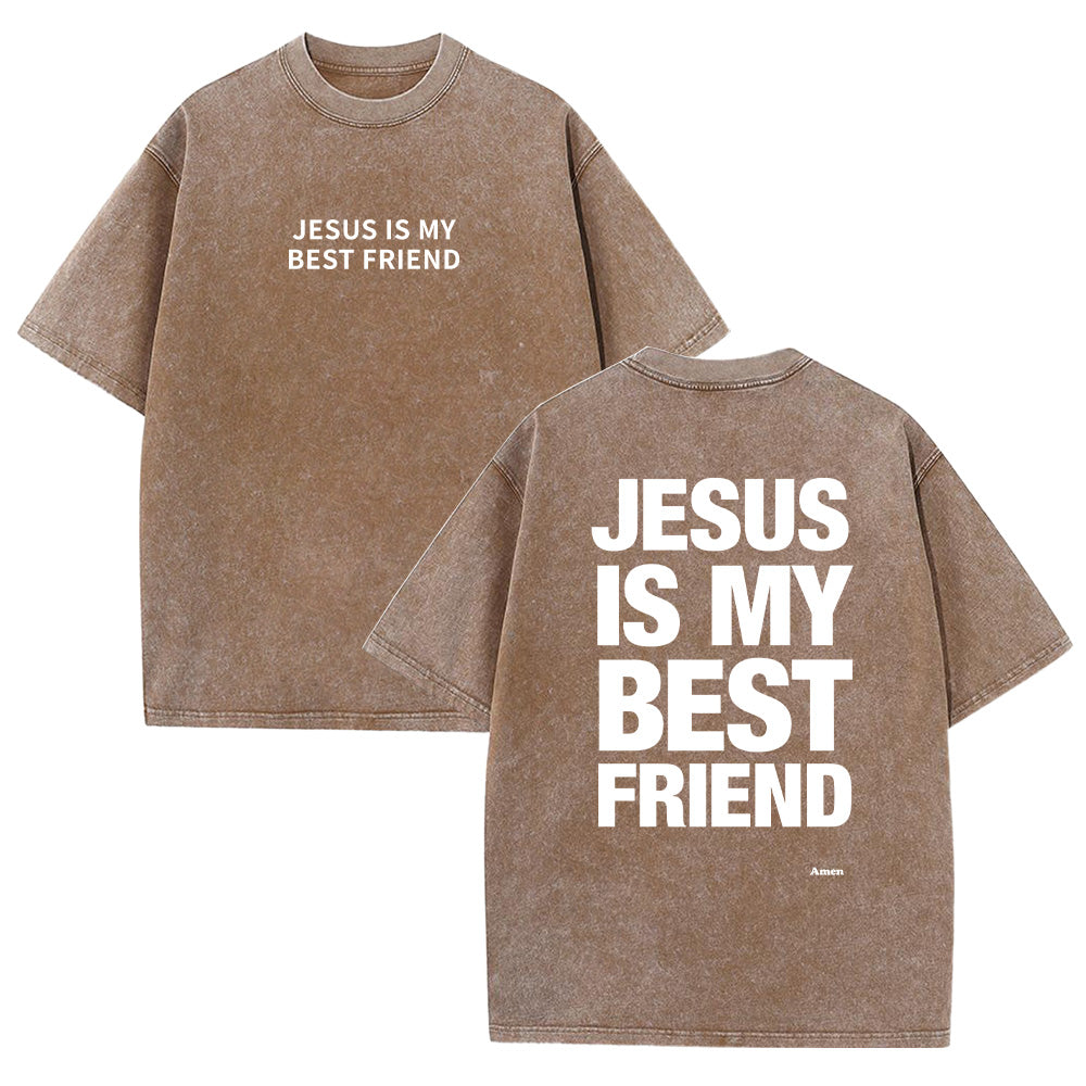Jesus is My Best Friend Unisex Washed T-Shirt