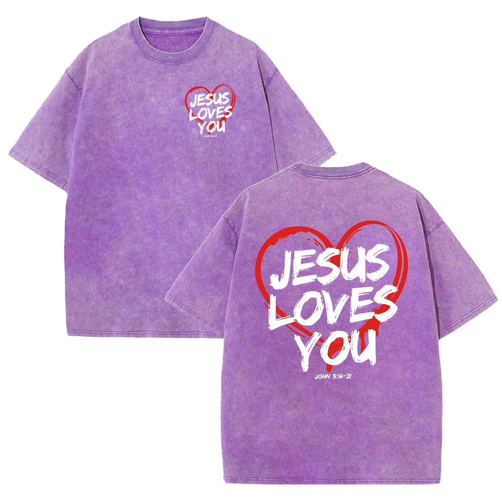 Jesus Loves You Gospel Unisex Washed T-Shirt