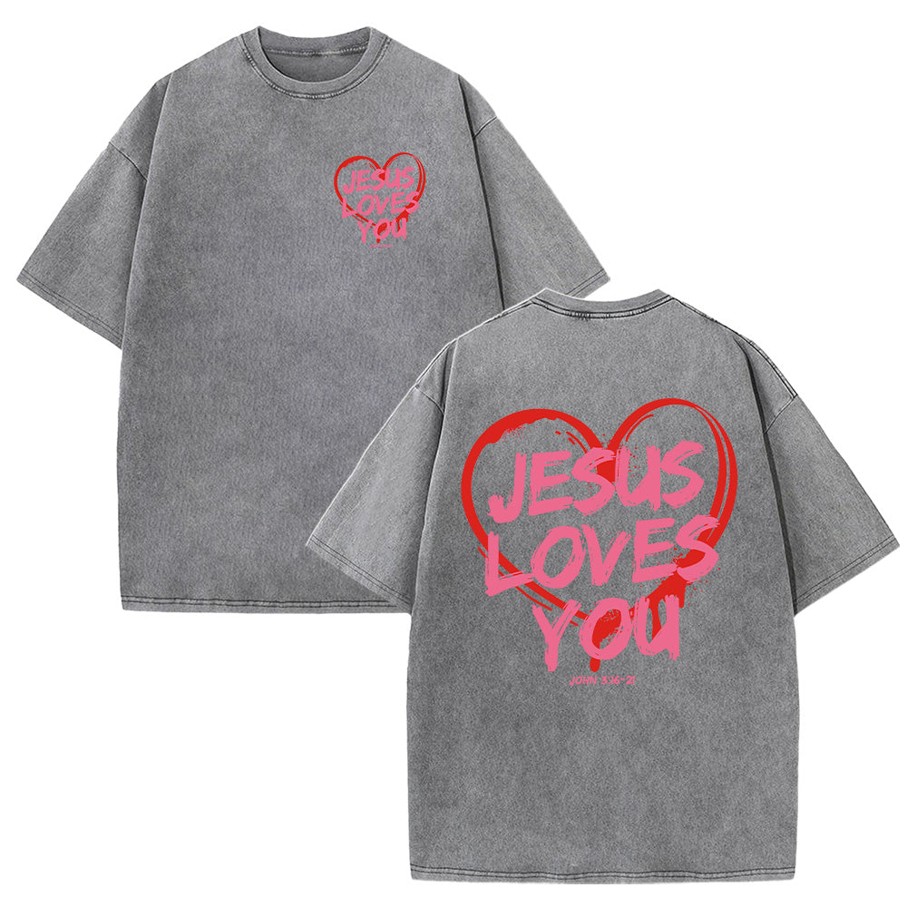 Jesus Loves You Gospel Unisex Washed T-Shirt
