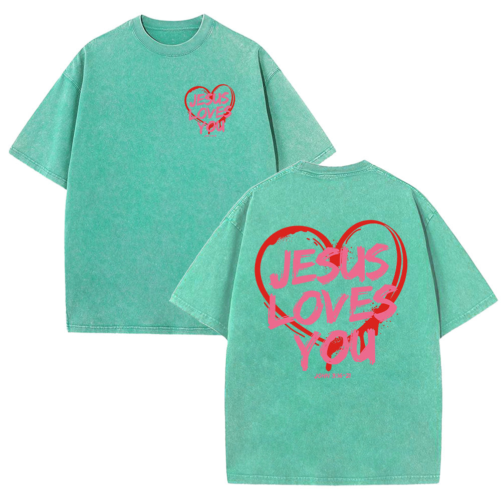 Jesus Loves You Gospel Unisex Washed T-Shirt