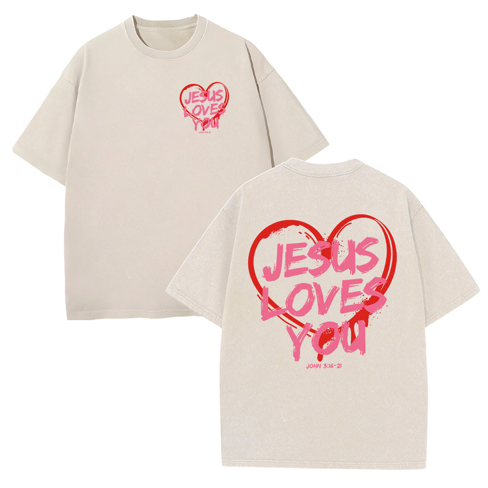 Jesus Loves You Gospel Unisex Washed T-Shirt