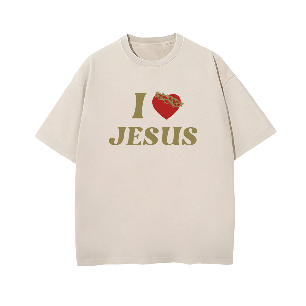 I Heart Jesus Unisex Washed T-Shirt