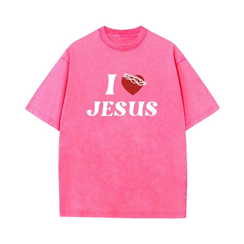 I Heart Jesus Unisex Washed T-Shirt