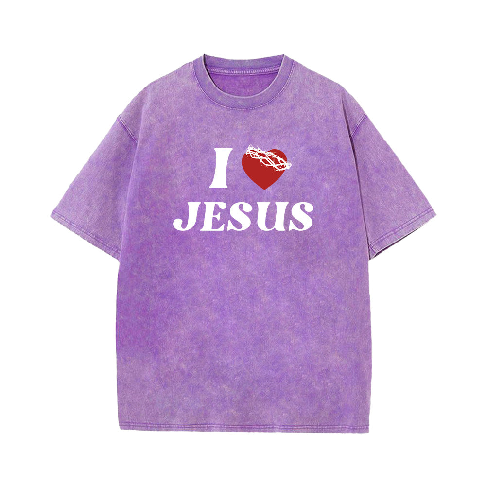 I Heart Jesus Unisex Washed T-Shirt