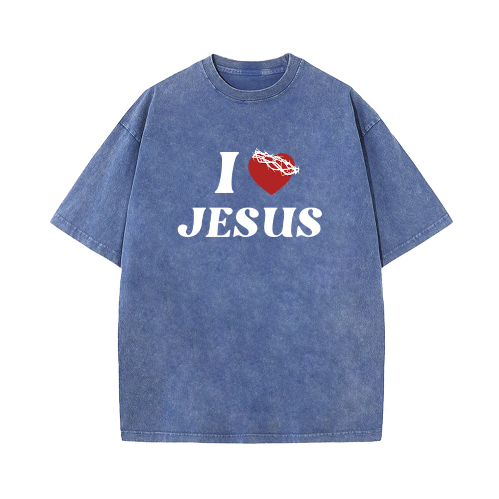I Heart Jesus Unisex Washed T-Shirt