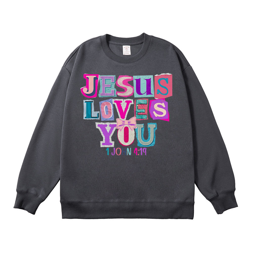 Jesus Loves You Collage Christian Unisex Cotton Sweatshirt