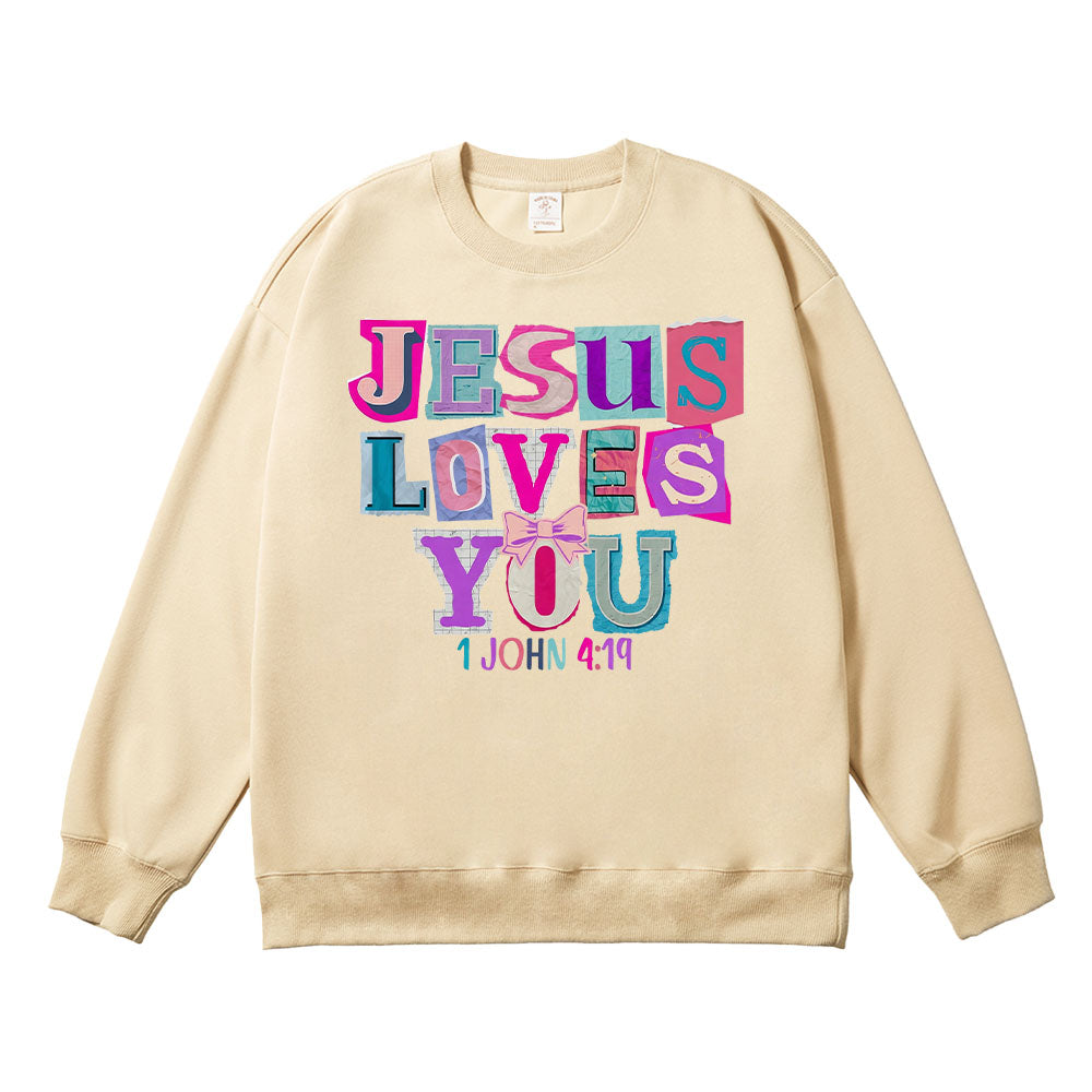Jesus Loves You Collage Christian Unisex Cotton Sweatshirt
