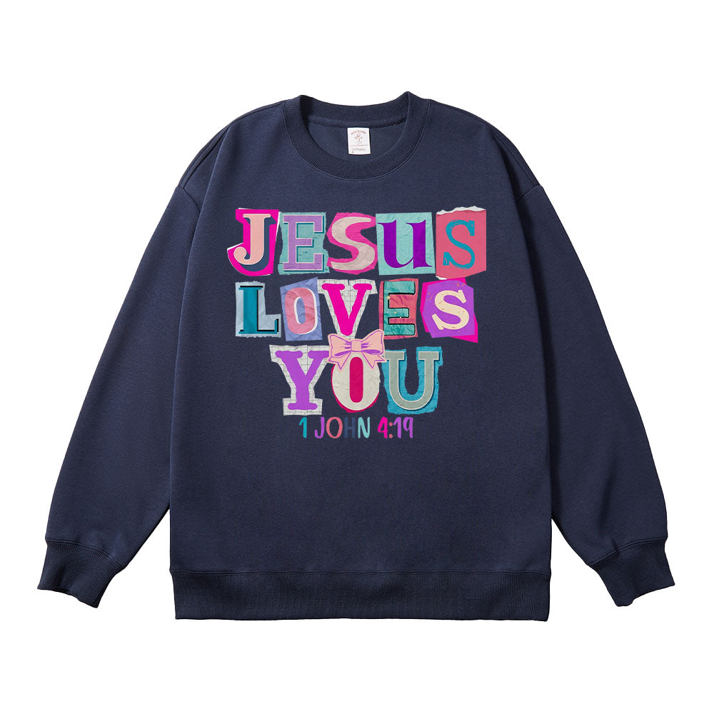 Jesus Loves You Collage Christian Unisex Cotton Sweatshirt