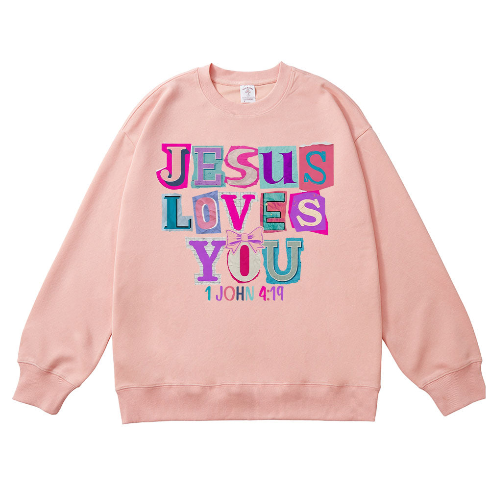 Jesus Loves You Collage Christian Unisex Cotton Sweatshirt