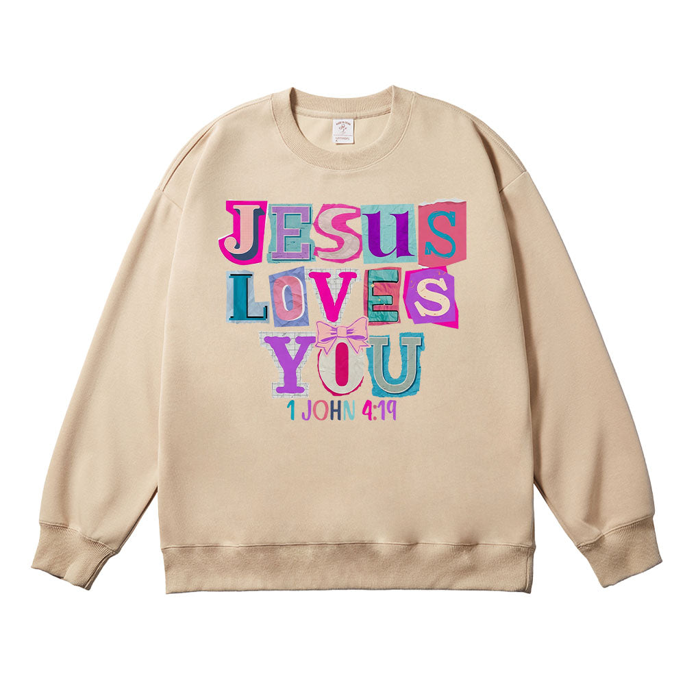 Jesus Loves You Collage Christian Unisex Cotton Sweatshirt