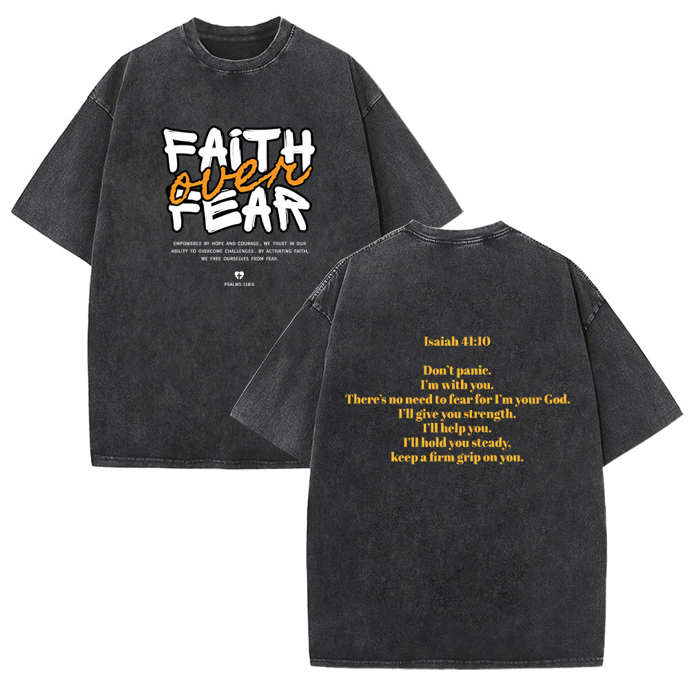 Faith over Fear Faith Based Unisex Washed T-Shirt