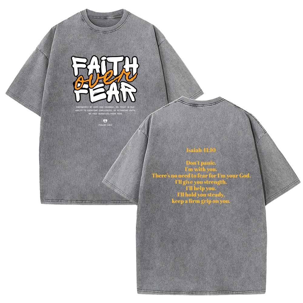 Faith over Fear Faith Based Unisex Washed T-Shirt