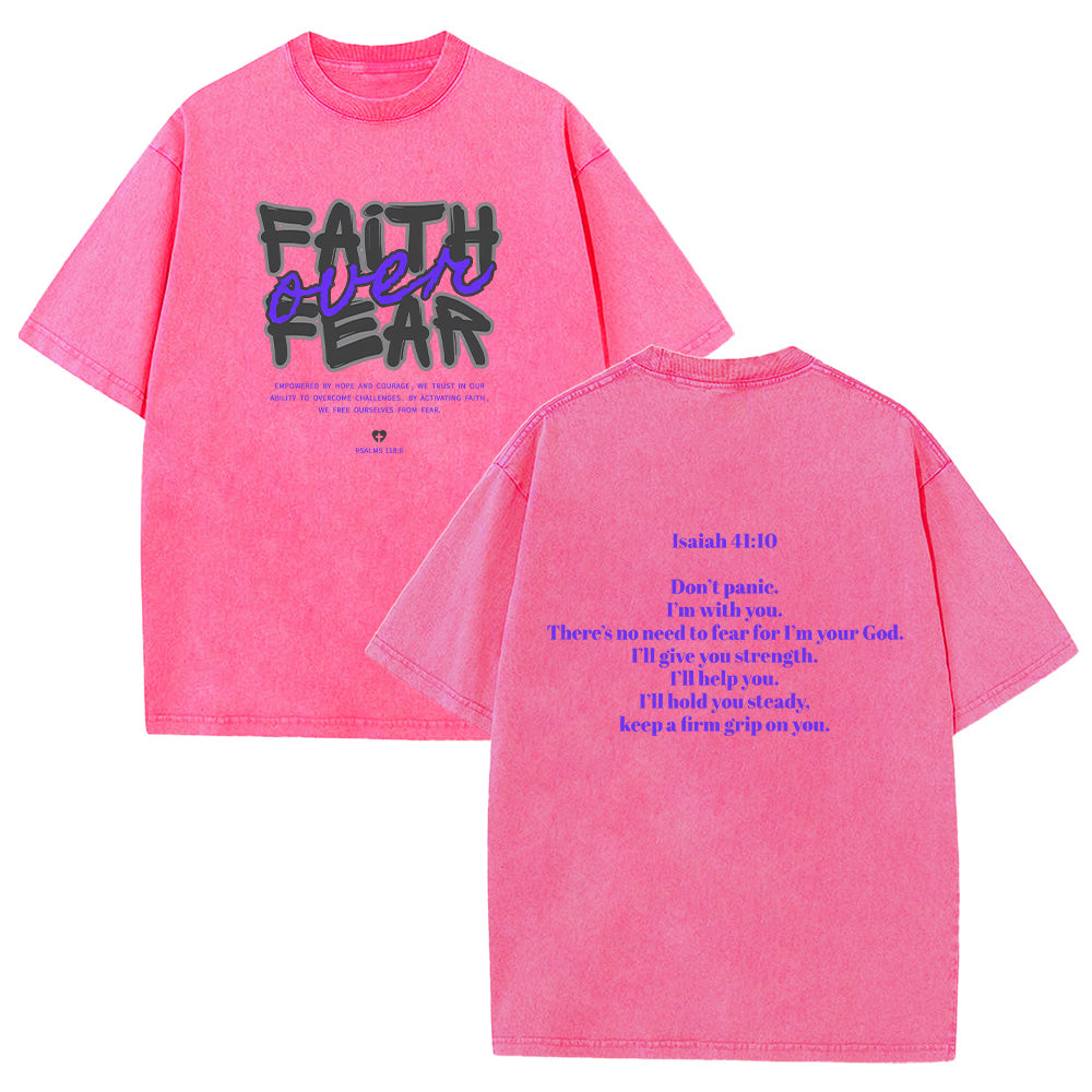 Faith over Fear Faith Based Unisex Washed T-Shirt