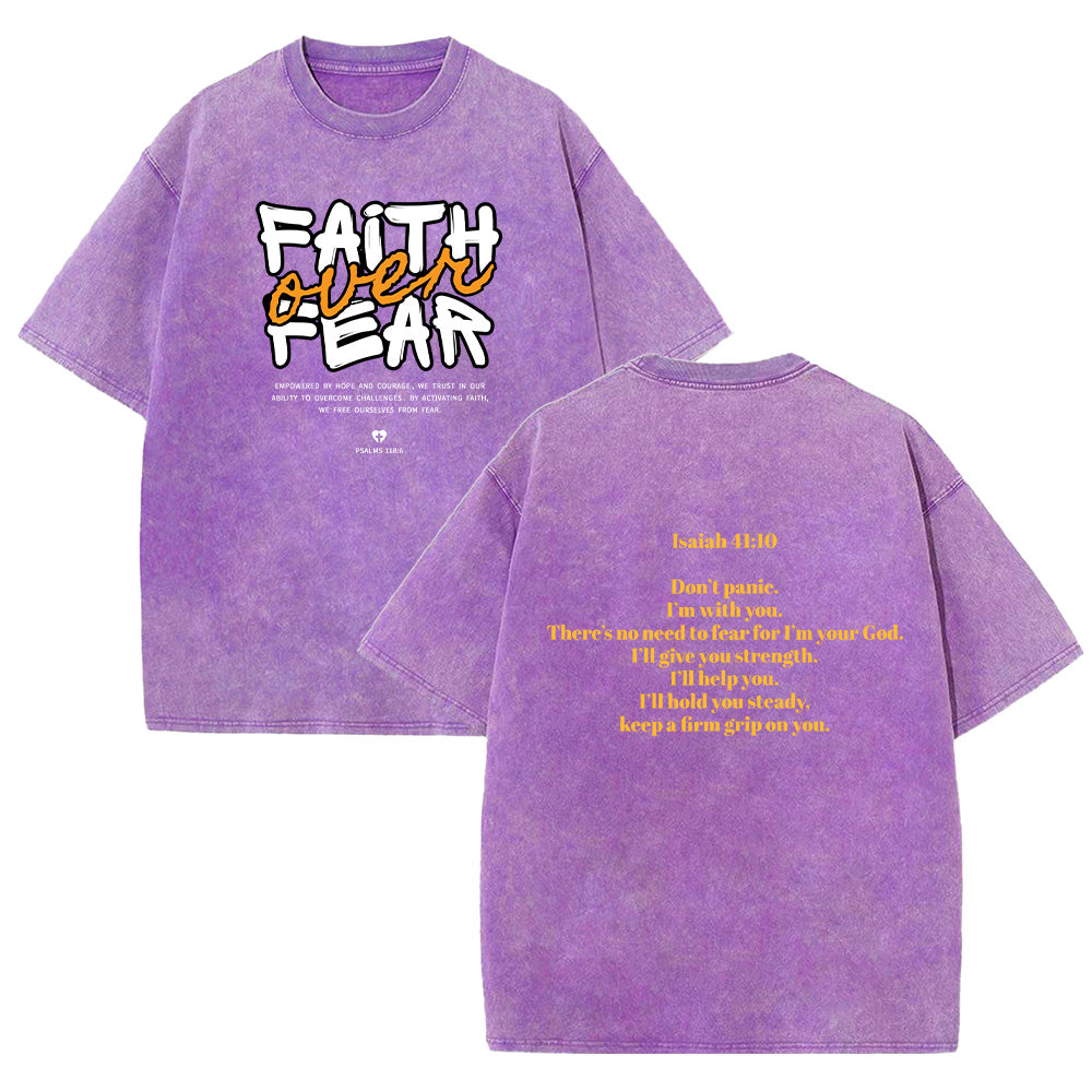Faith over Fear Faith Based Unisex Washed T-Shirt