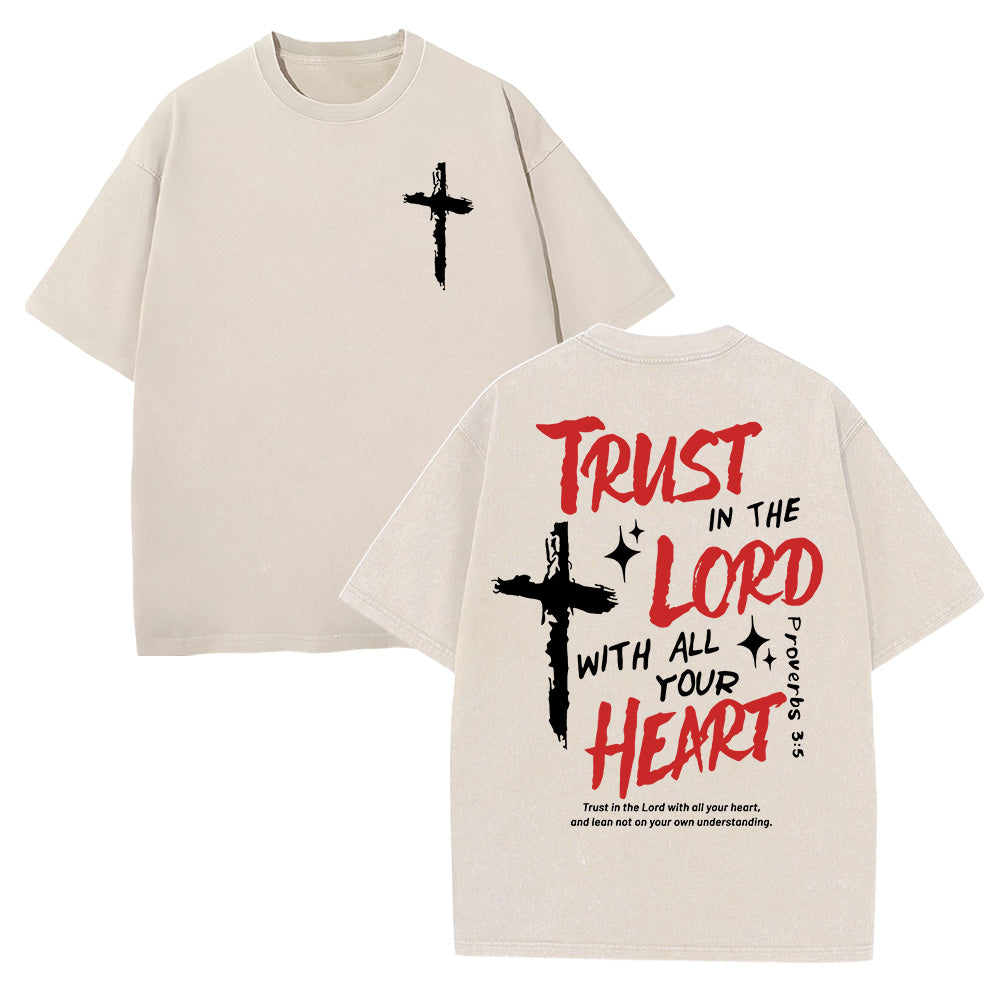 Trust in the Lord with All Your Heart Christian Unisex Washed T-Shirt