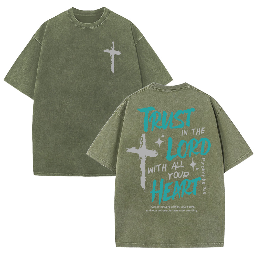 Trust in the Lord with All Your Heart Christian Unisex Washed T-Shirt