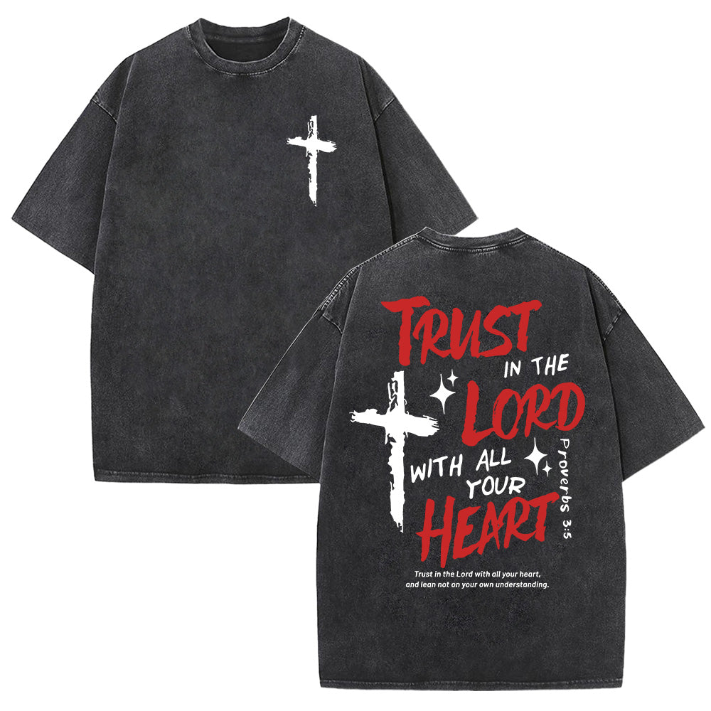 Trust in the Lord with All Your Heart Christian Unisex Washed T-Shirt