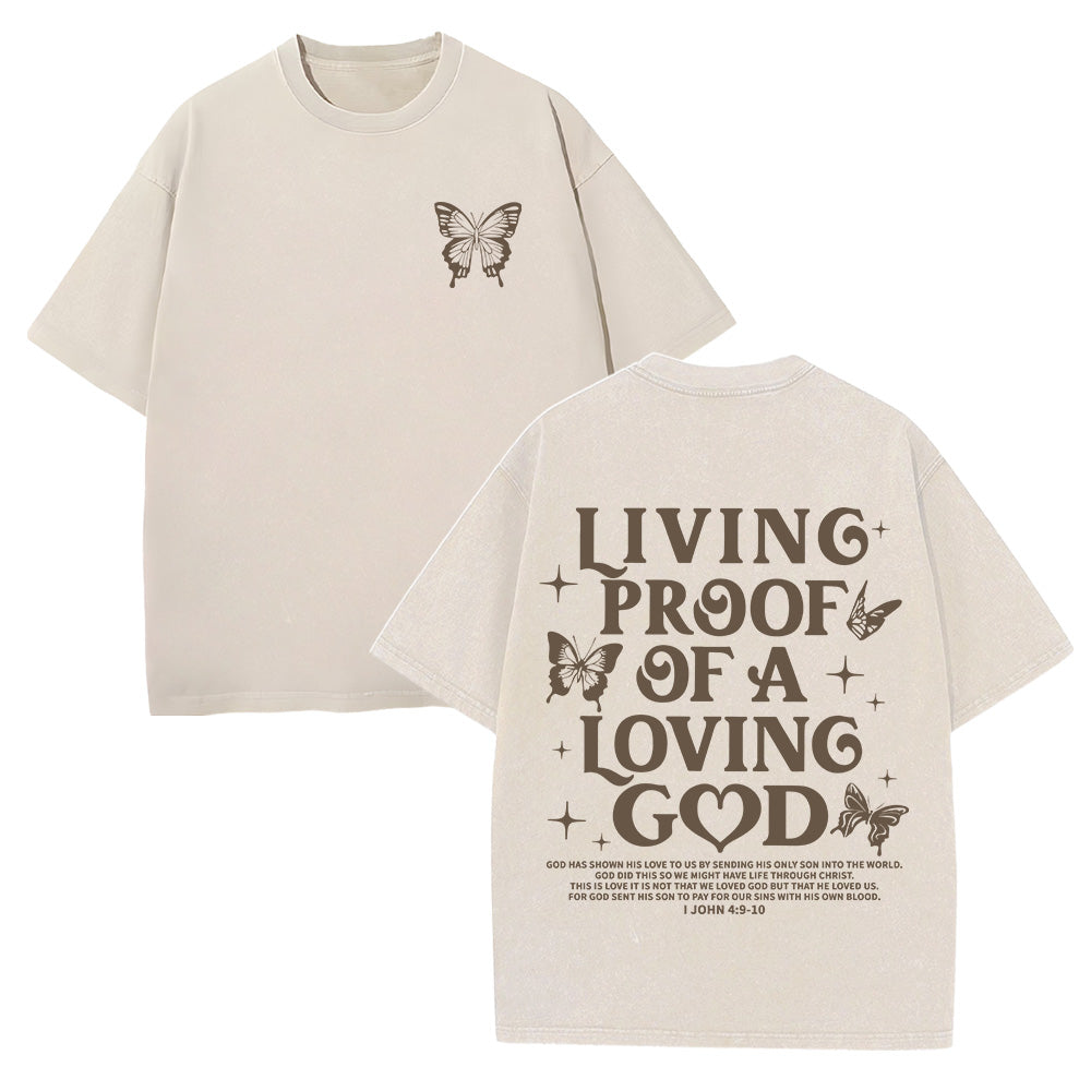 Living Proof of a Loving God Christian Unisex Washed T-Shirt