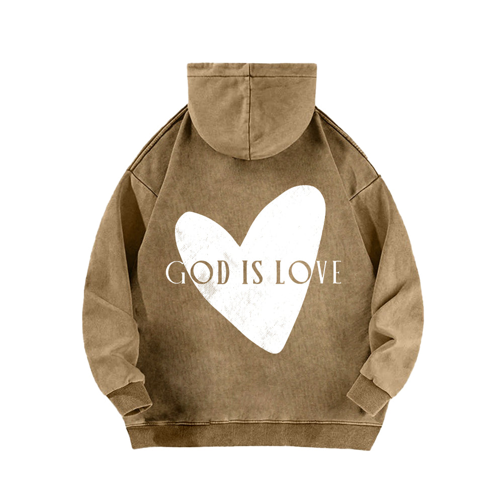 God is Love Unisex Washed Hoodie