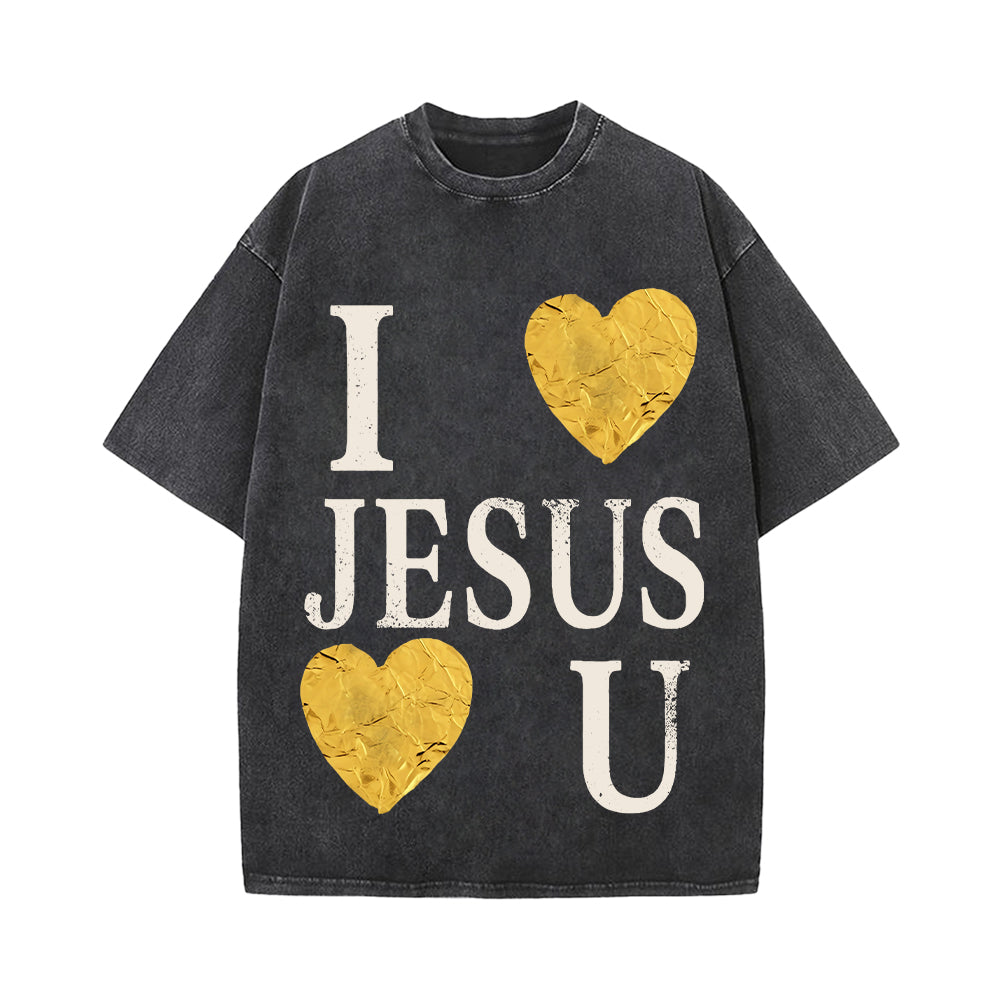 I Love Jesus He Loves You Unisex Washed T-shirt