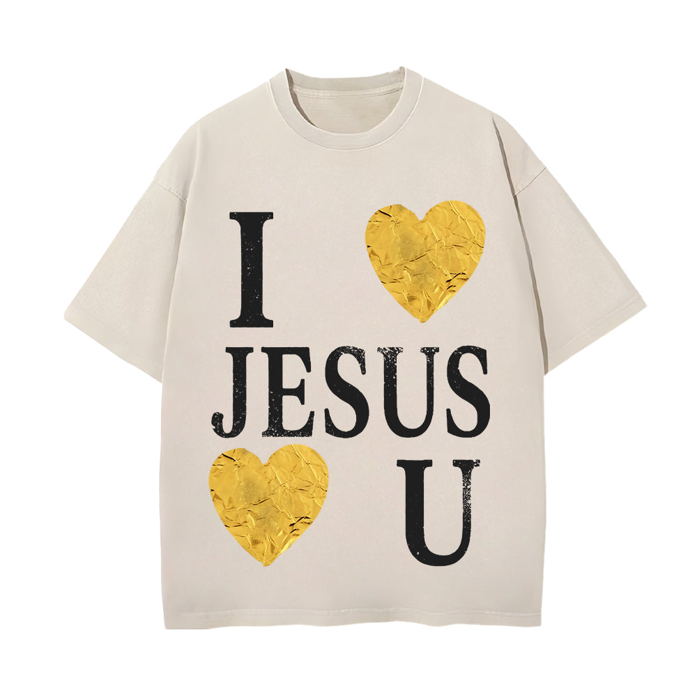 I Love Jesus He Loves You Unisex Washed T-shirt