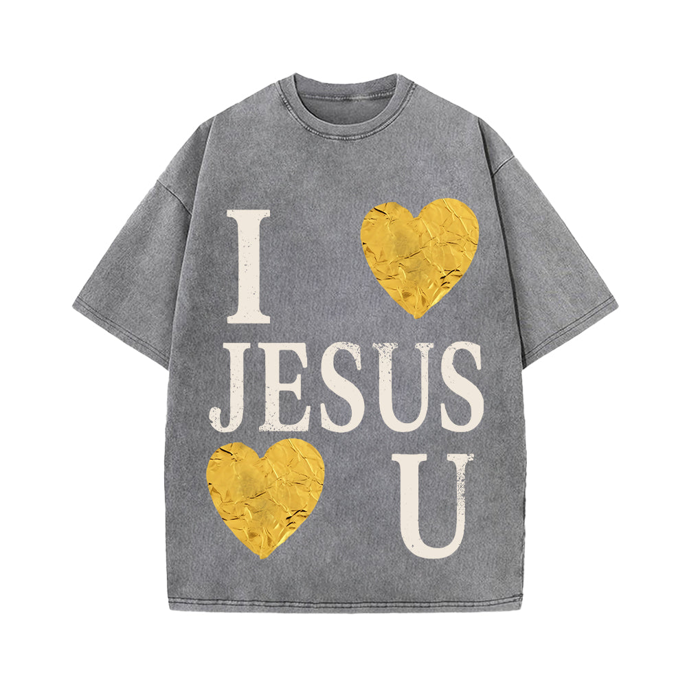 I Love Jesus He Loves You Unisex Washed T-shirt