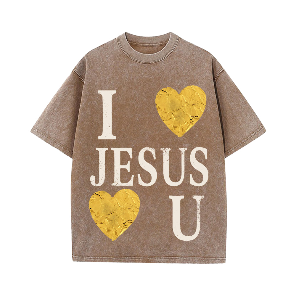 I Love Jesus He Loves You Unisex Washed T-shirt