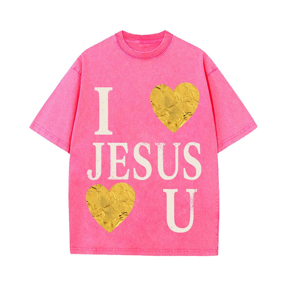 I Love Jesus He Loves You Unisex Washed T-shirt
