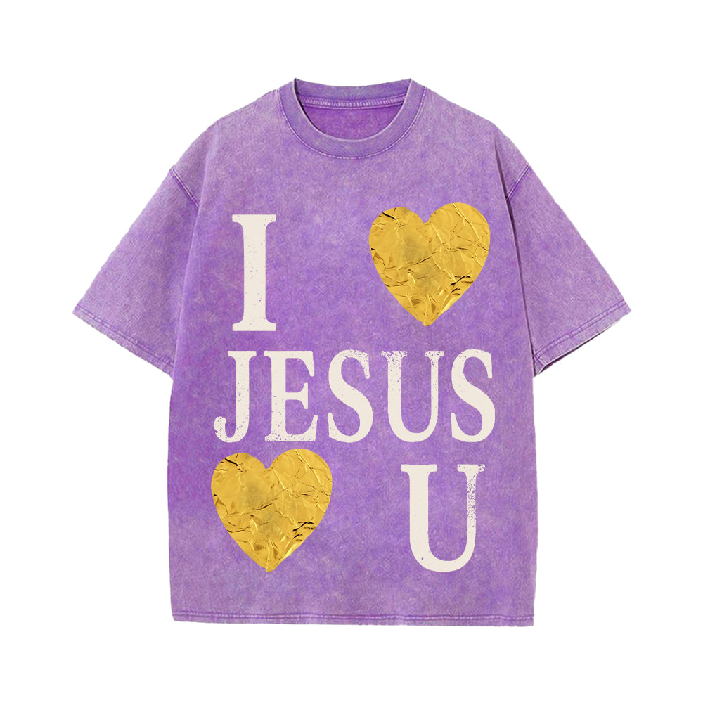 I Love Jesus He Loves You Unisex Washed T-shirt