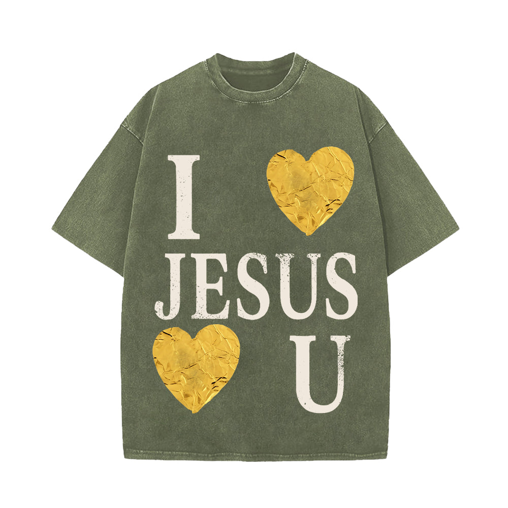 I Love Jesus He Loves You Unisex Washed T-shirt