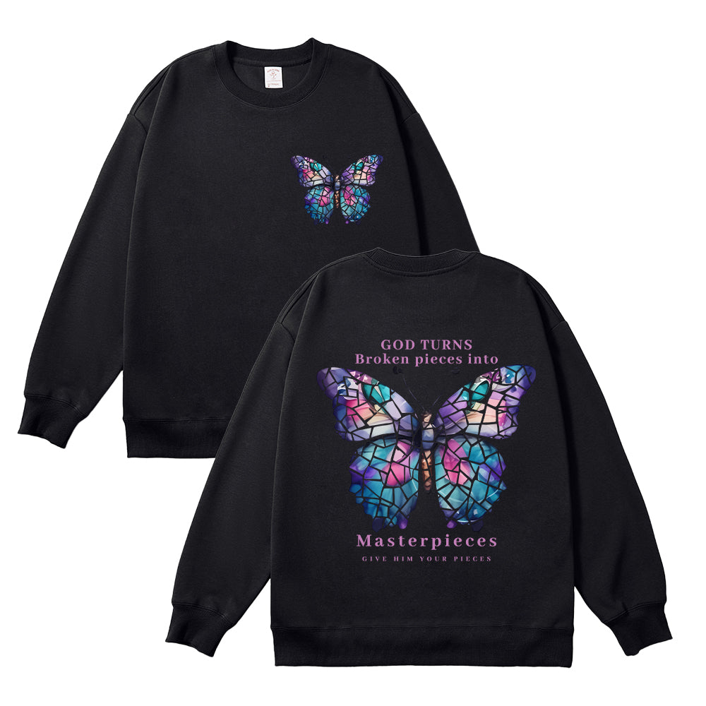 God Turns Broken Pieces Into Masterpieces Unisex Cotton Sweatshirt