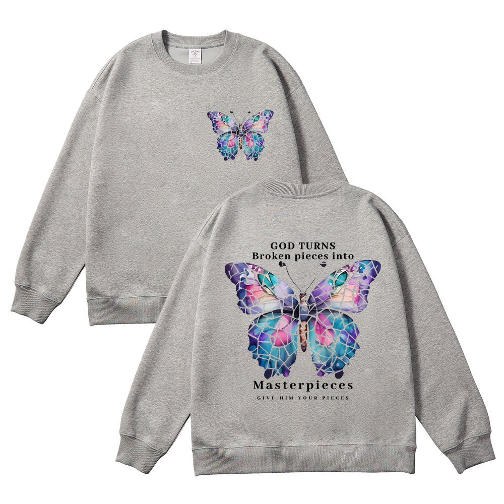 God Turns Broken Pieces Into Masterpieces Unisex Cotton Sweatshirt