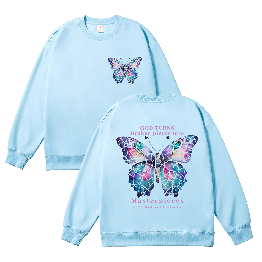 God Turns Broken Pieces Into Masterpieces Unisex Cotton Sweatshirt