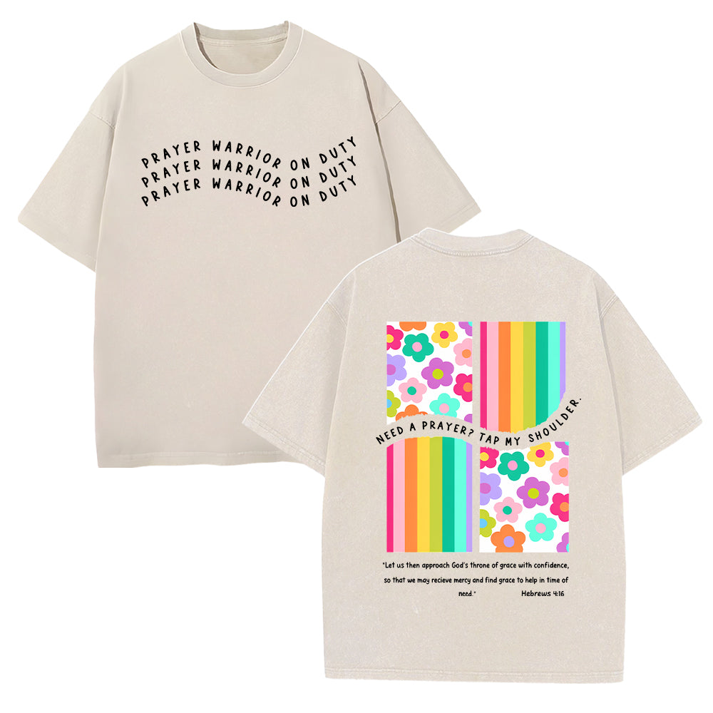 Prayer Warrior On Duty Unisex Washed T-shirt