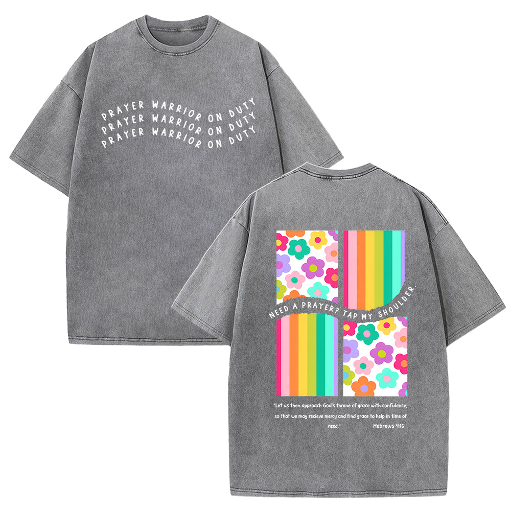 Prayer Warrior On Duty Unisex Washed T-shirt