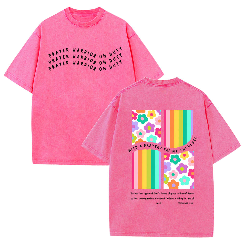 Prayer Warrior On Duty Unisex Washed T-shirt