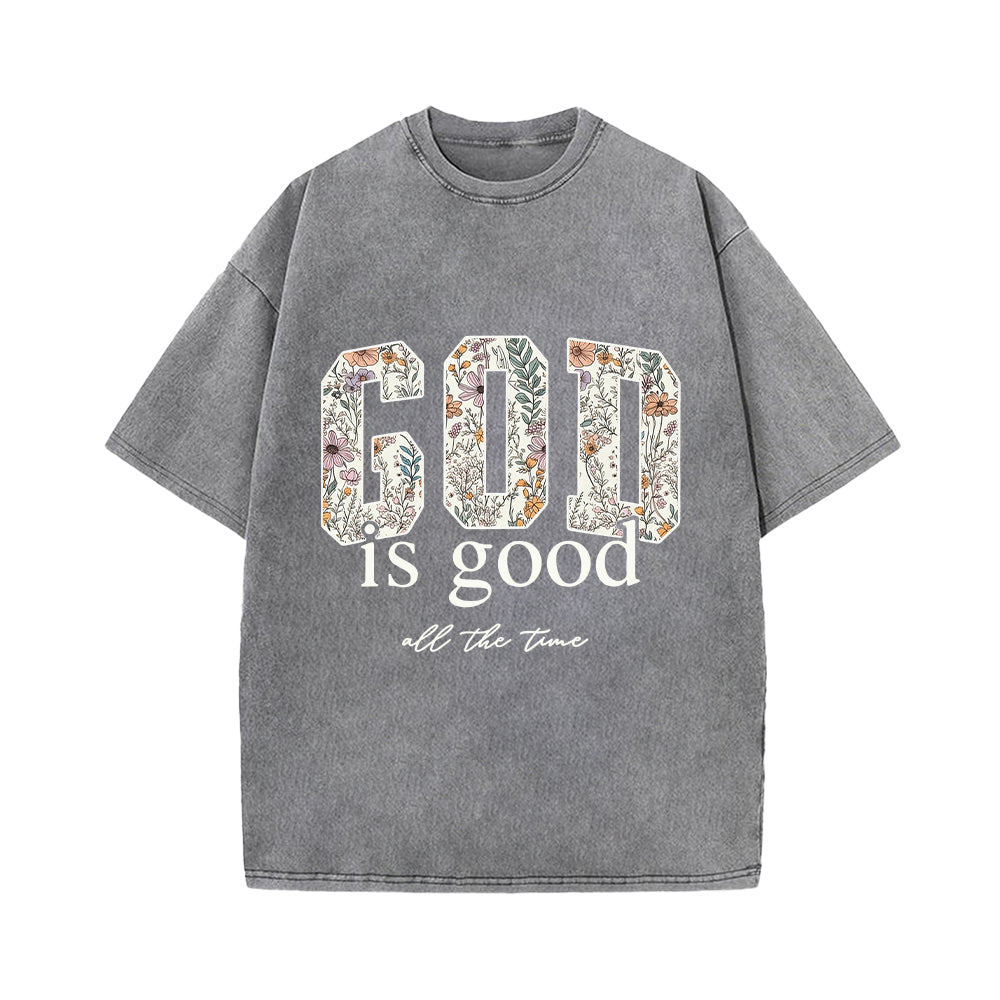 God Is Good All The Time Unisex Washed T-shirt