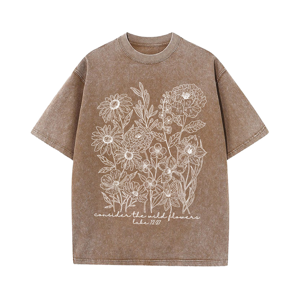 Consider The Wild Flowers Unisex Washed T-shirt